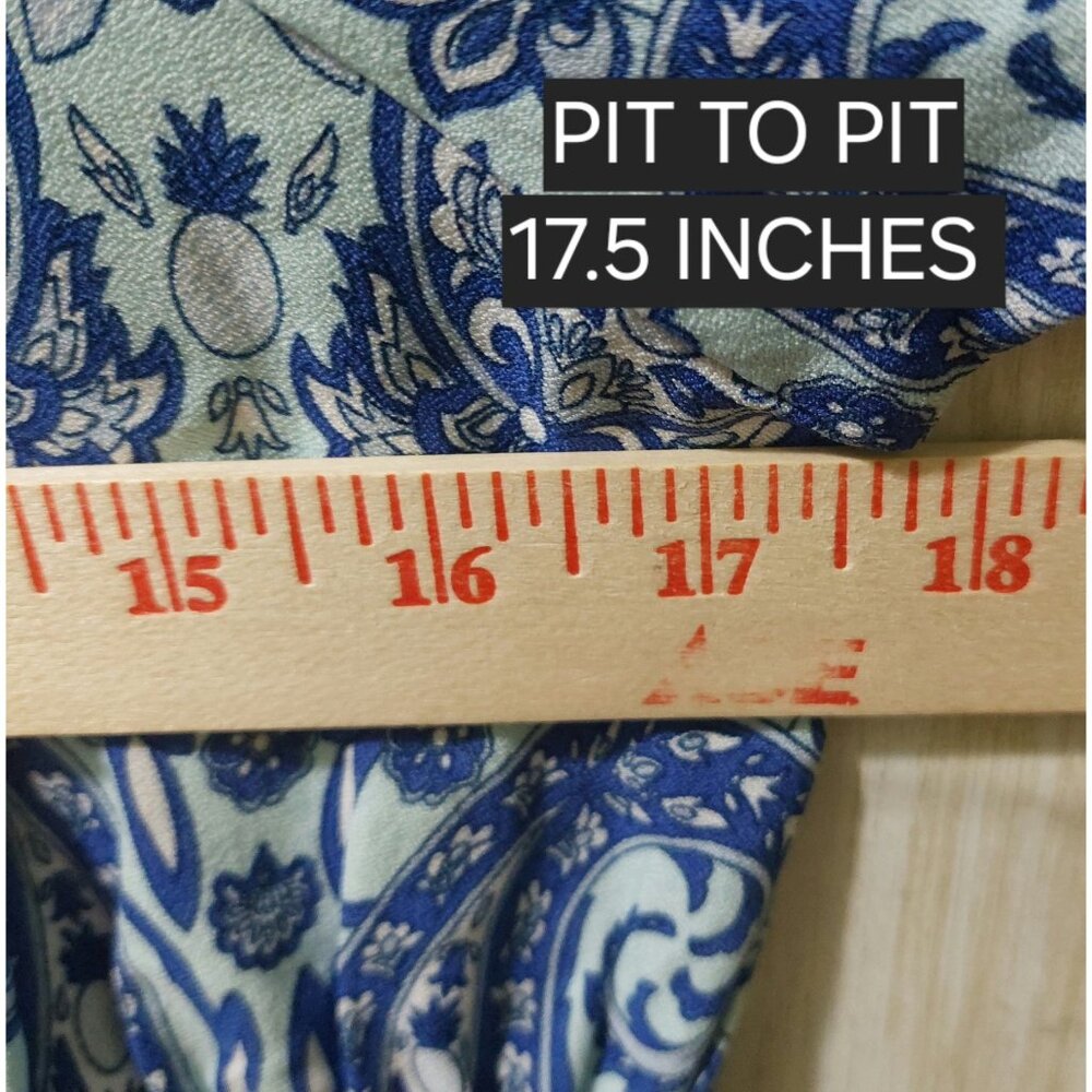 Simply Southern XL Blue Paisley Smocked Dress W/ Puffed Sleeves~Crisscross Back - Picture 6 of 10